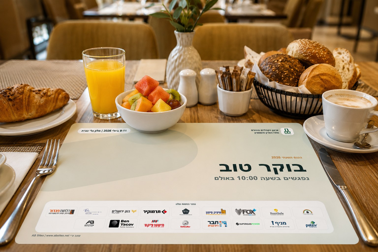 פלייסמנט ממותג בארוחת בוקר במלון