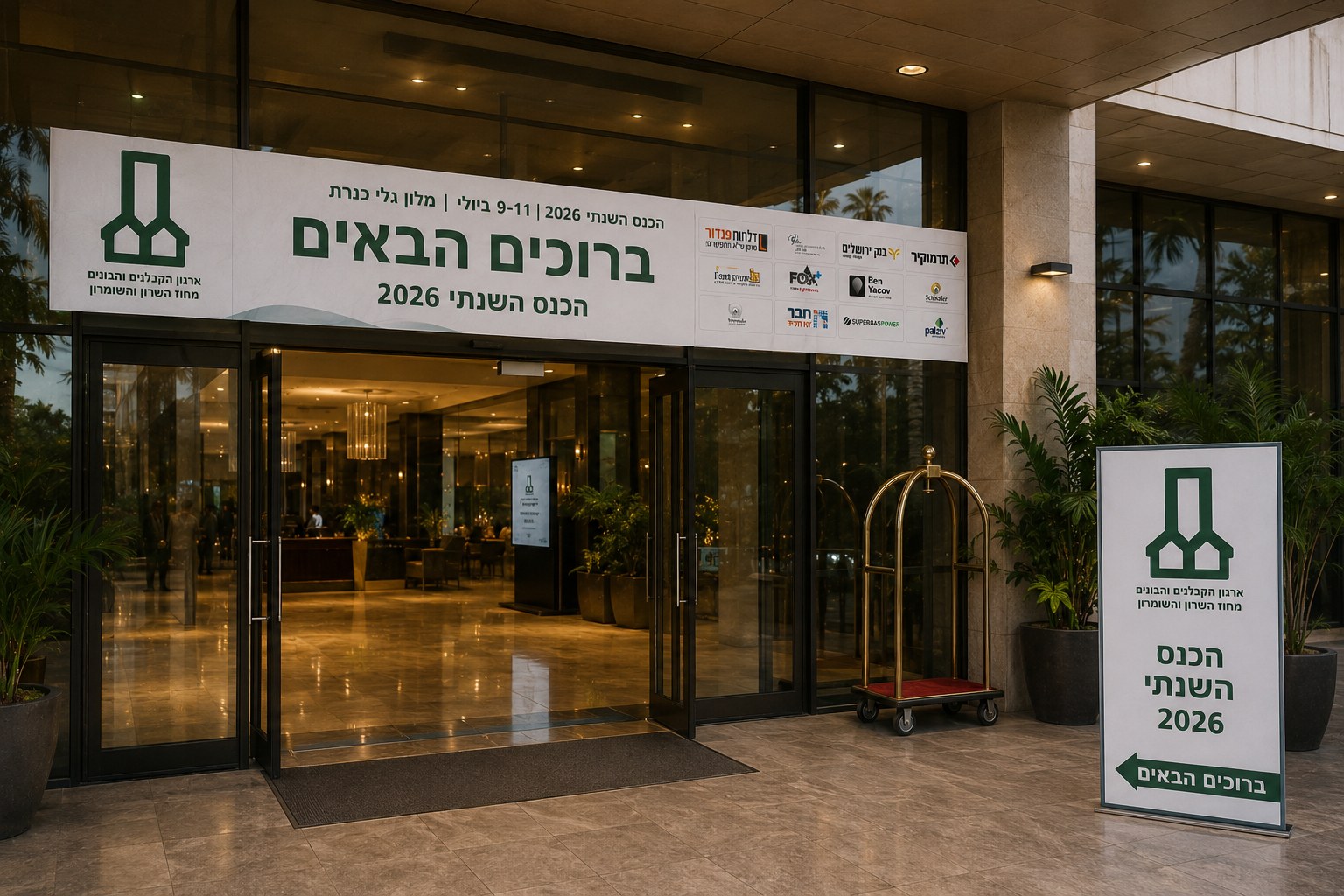 שלט כניסה לאירוע במלון כחלק מחבילת עיצוב לכנס